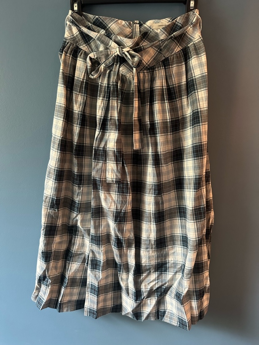 Urban Outfitters Plaid Midi Skirt in Blue and Cream